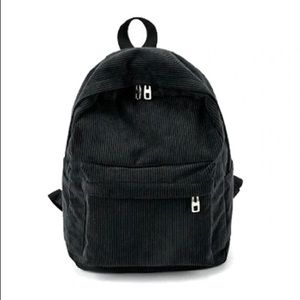 Urban Outfitters Corduroy Backpack Bag School Mini Purse Black Zipper Pocket NEW